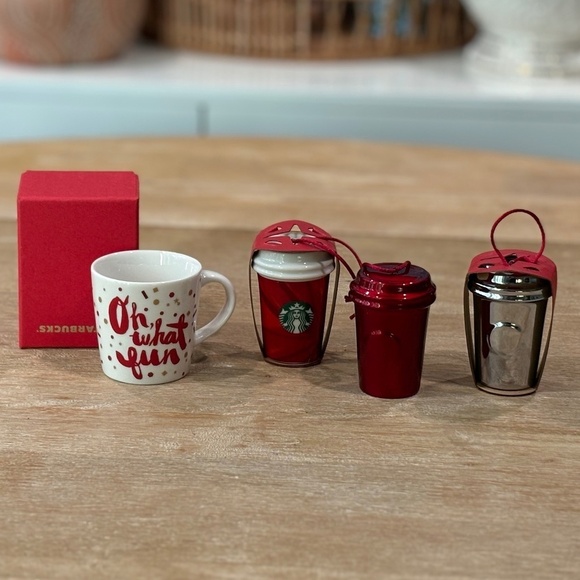 Starbucks Coffee Cup Christmas Ornament 4 Piece Collection, Collectible Series - Picture 1 of 8